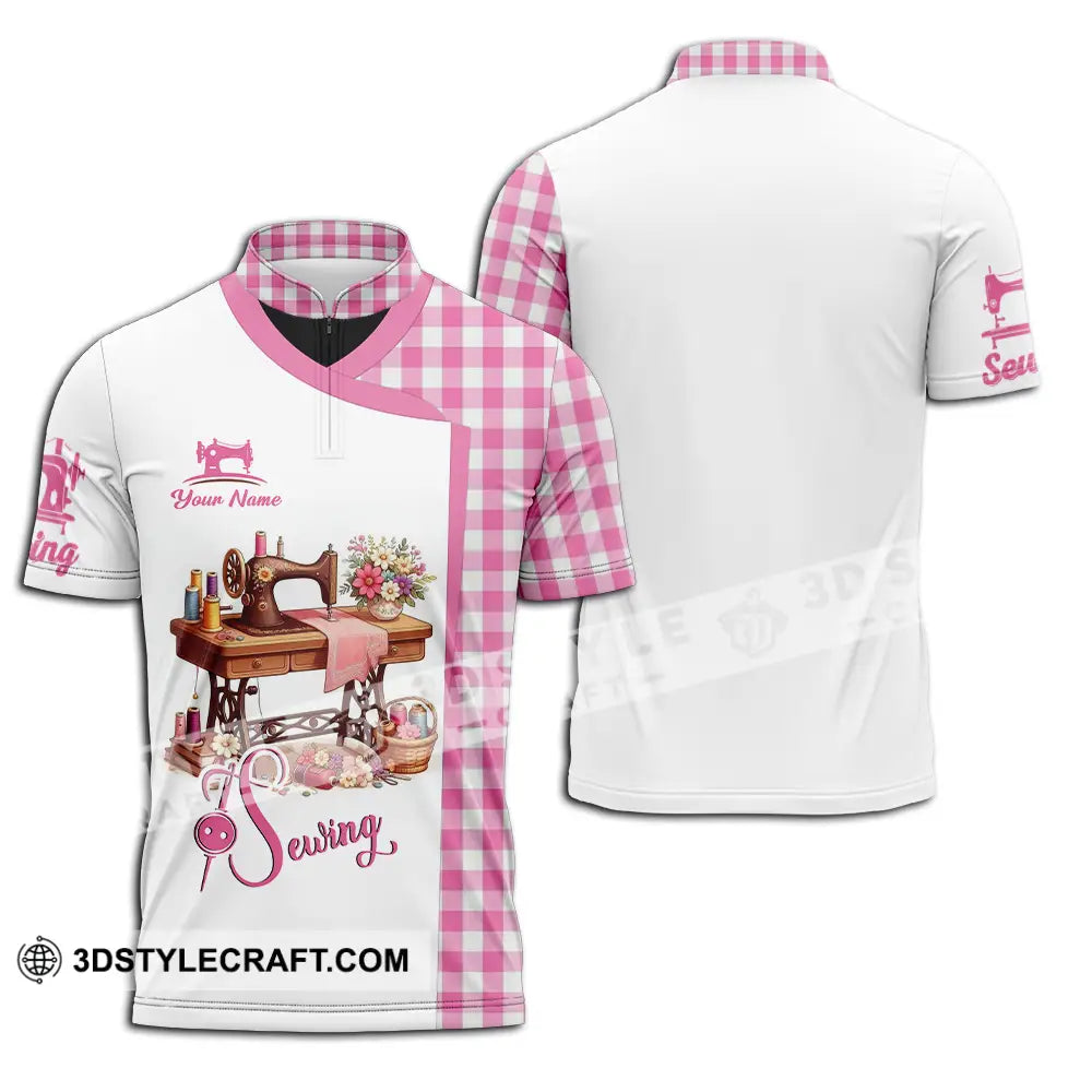 Unisex Shirt - Custom Text Shirt Sewing Shirt Zipper Polo Shirt / S T-shirt