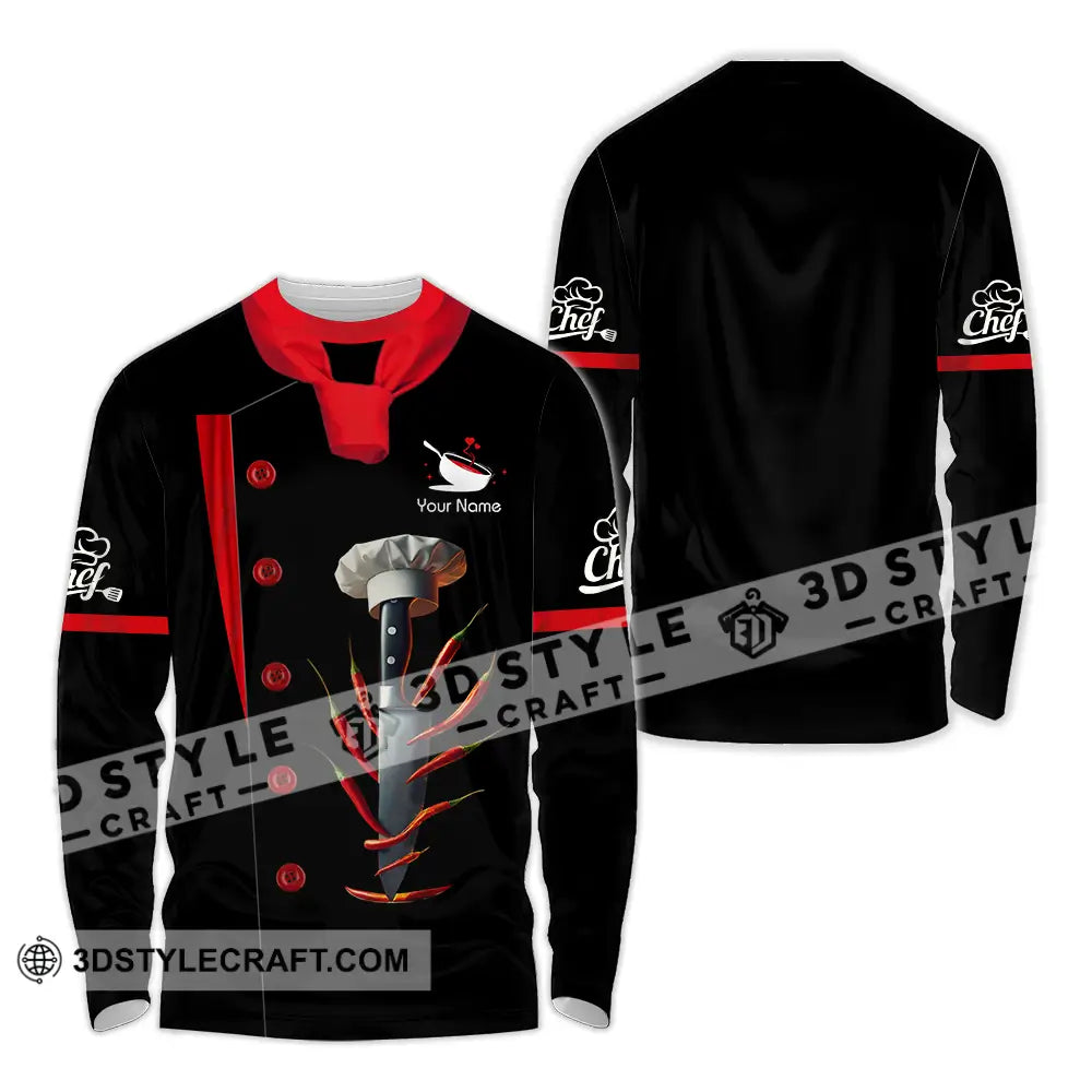 Unisex Shirt - Custom Text Shirt Spicy Chef Shirt Long Sleeve Shirt / S T-shirt