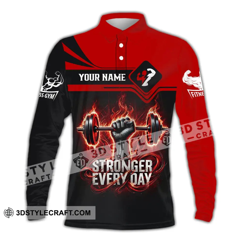 Unisex Shirt - Custom Text Stronger Everyday Long Sleeve Polo / S T-Shirt