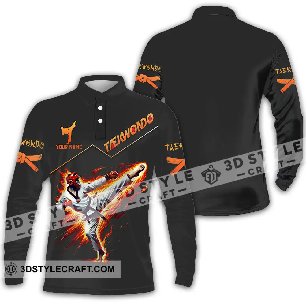 Unisex Shirt - Custom Text Taekwondo Long Sleeve Polo / S T-Shirt