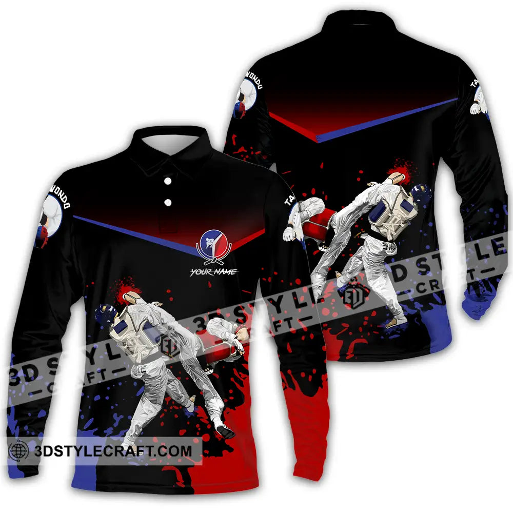 Unisex Shirt - Custom Text Shirt Taekwondo Shirt Long Sleeve Polo / S T-shirt