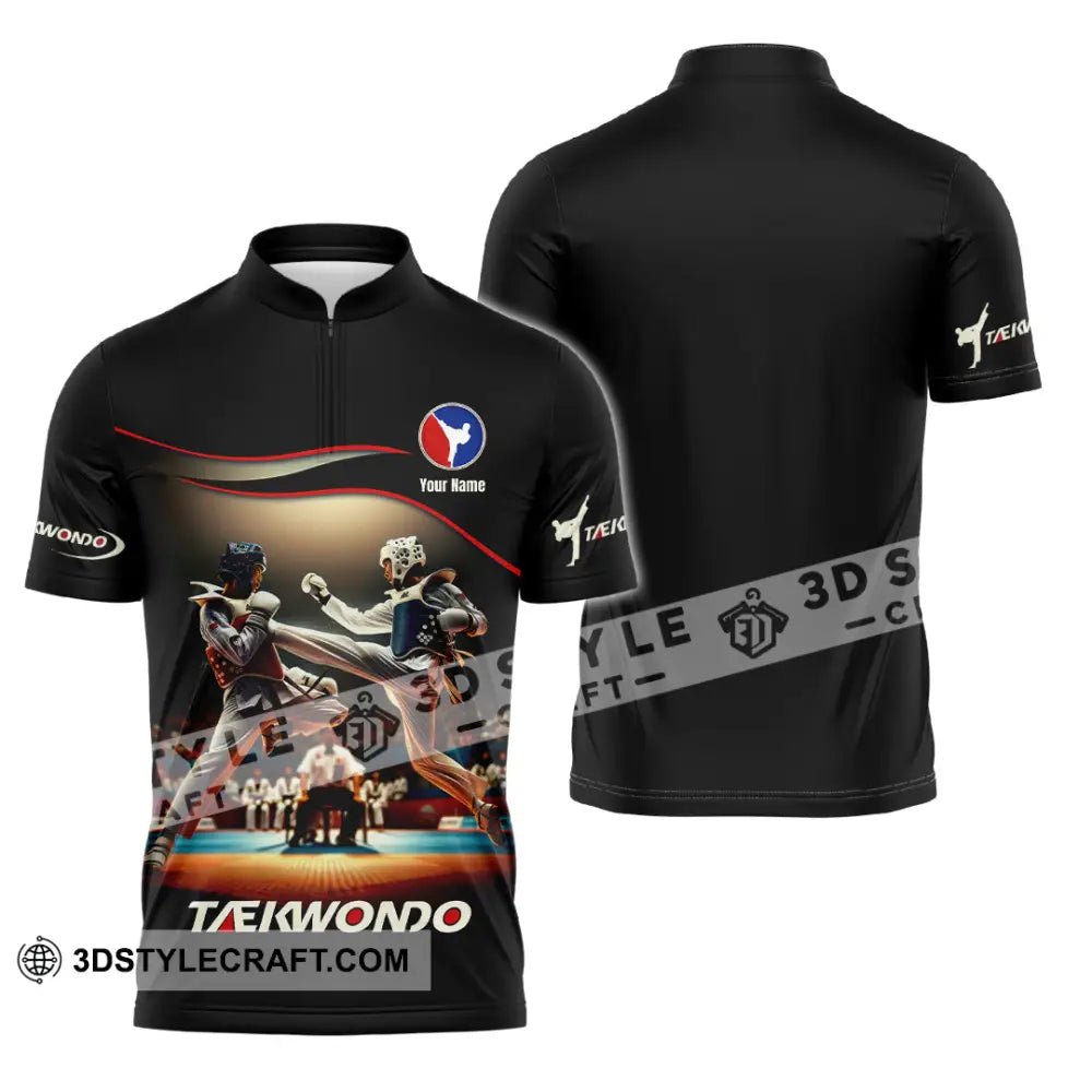 Unisex Shirt - Custom Text Shirt Taekwondo Shirt Zipper Polo Shirt / S T-shirt