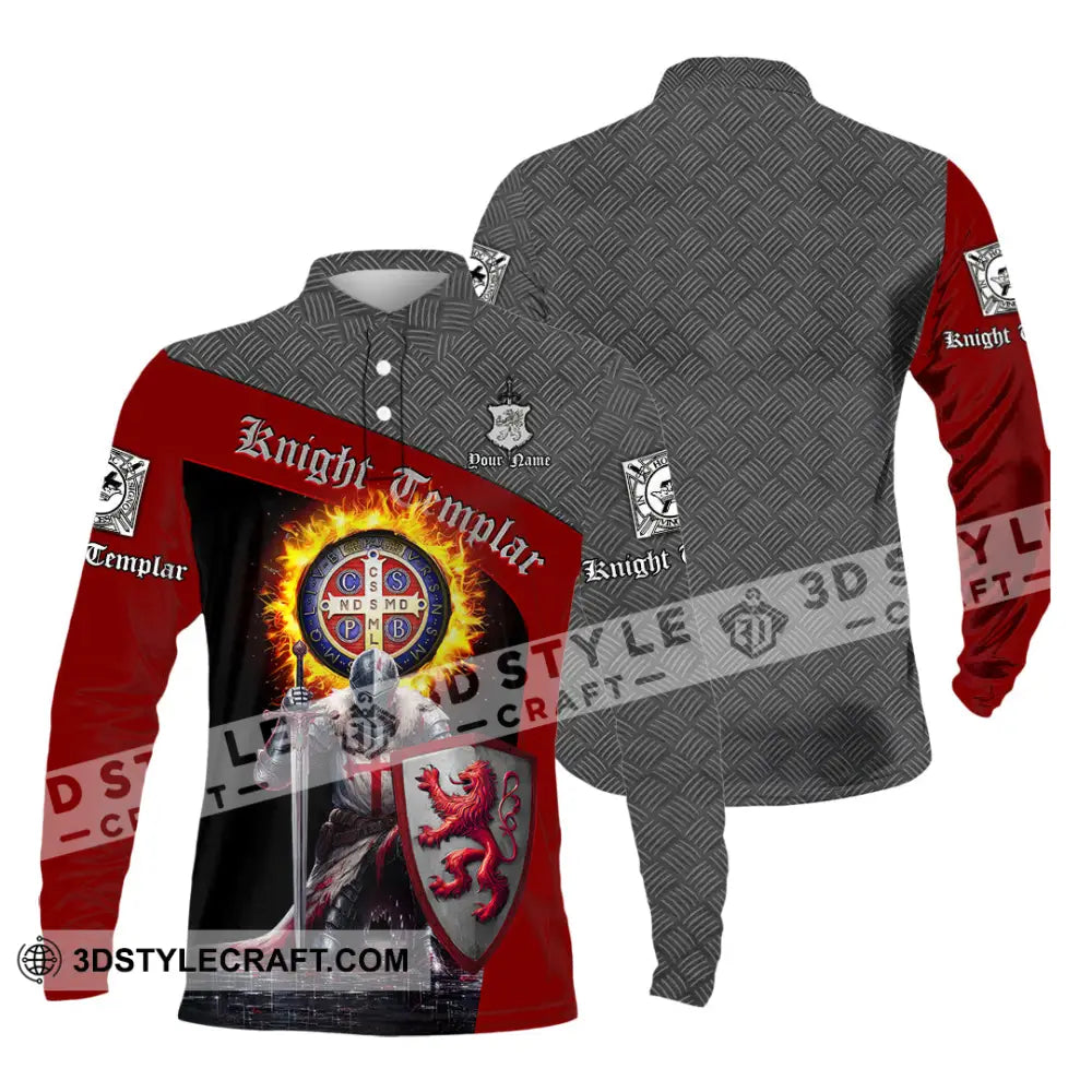 Unisex Shirt - Custom Text Shirt Templar Knight England Shirt Long Sleeve Polo / S T-shirt