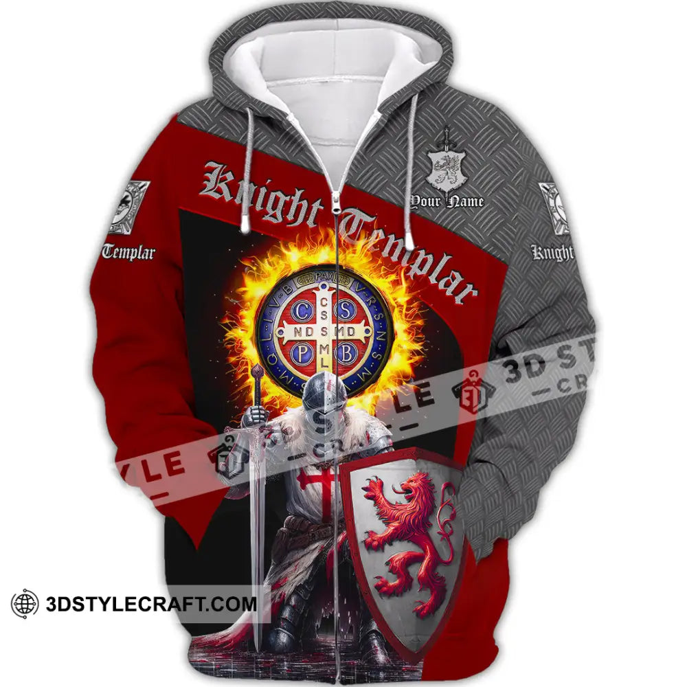 Unisex Shirt - Custom Text Shirt Templar Knight England Shirt Zipper Hoodie / S T-shirt