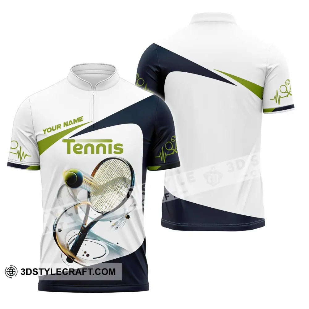 Unisex Shirt - Custom Text Tennis Player Zipper Polo / S T-Shirt