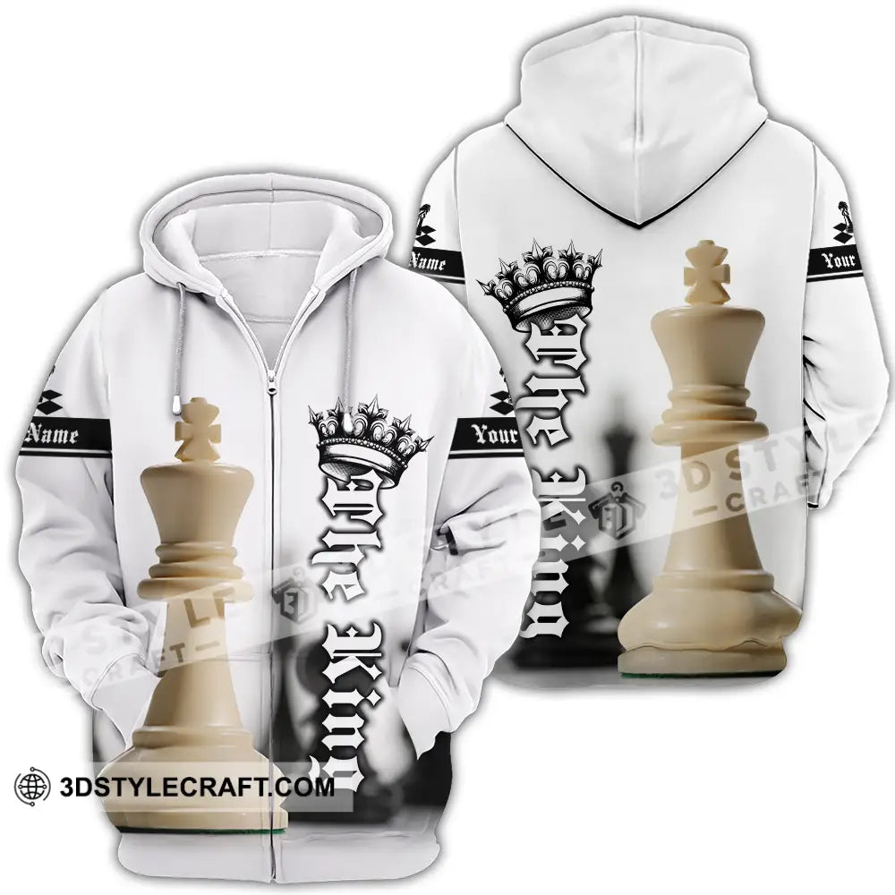 Unisex Shirt - Custom Text The King Chess Zipper Hoodie / S T-Shirt