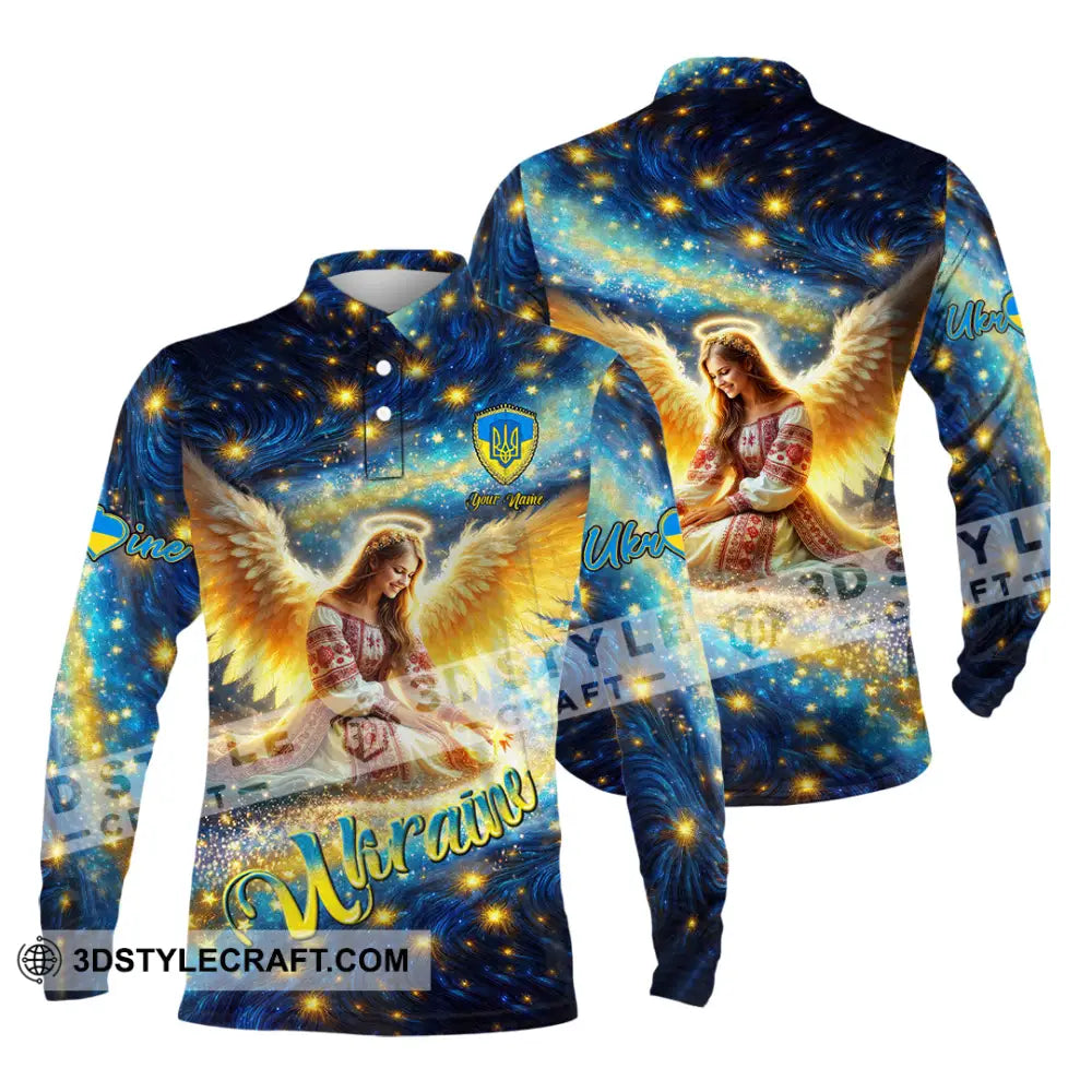 Unisex Shirt - Custom Text Shirt Ukraine Shirt Long Sleeve Polo / S T-shirt