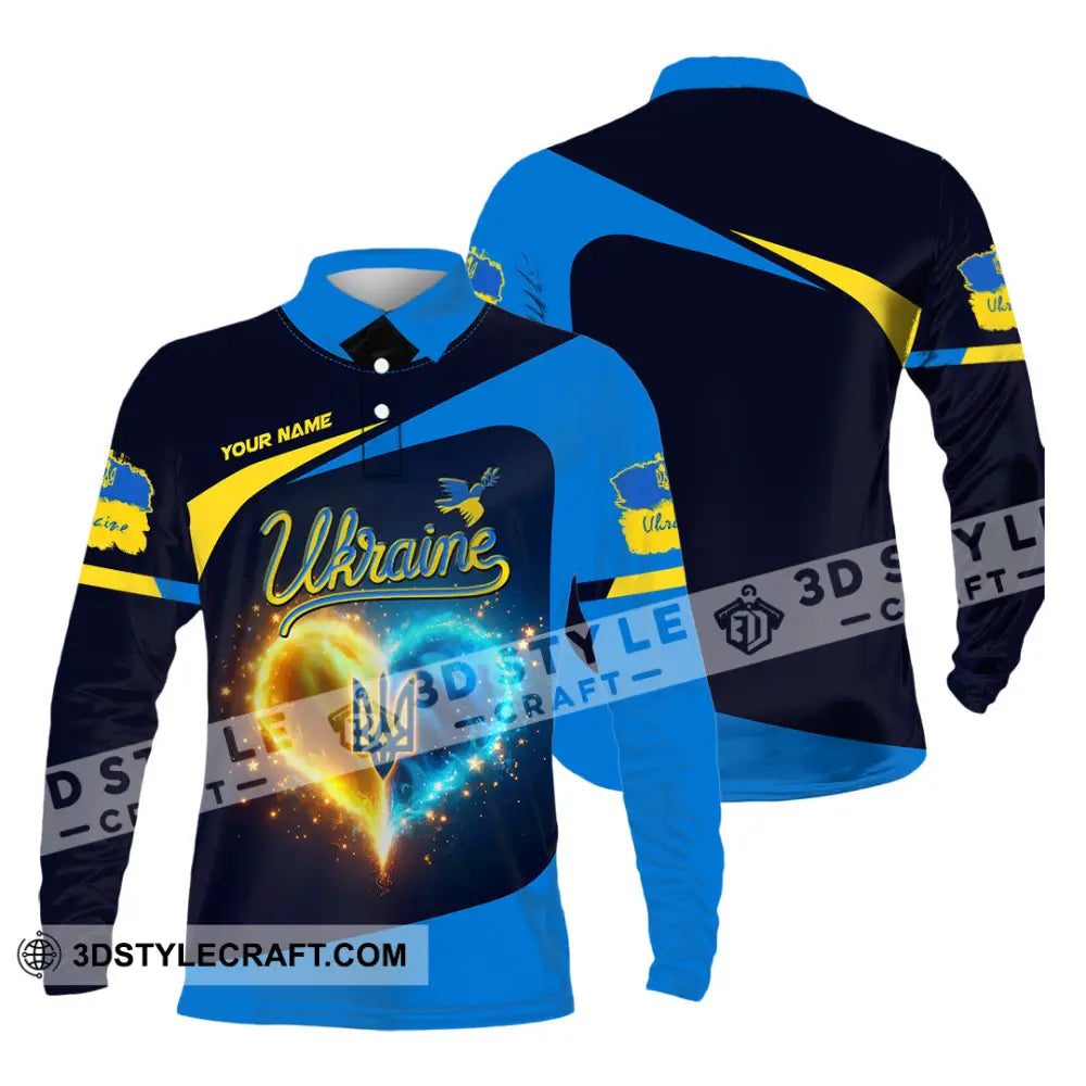 Unisex Shirt - Custom Text Shirt Ukraine Shirt Long Sleeve Polo / S T-shirt