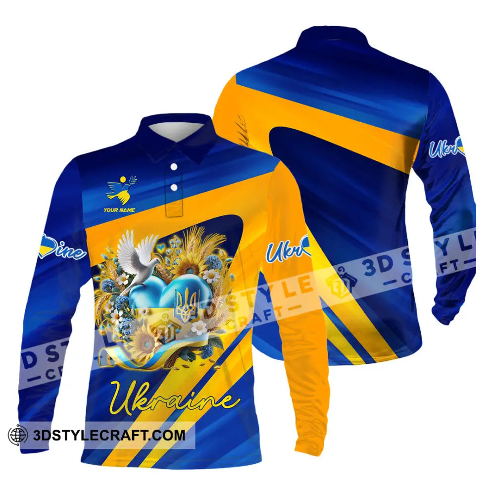 Unisex Shirt - Custom Text Shirt Ukraine Shirt Long Sleeve Polo / S T-shirt