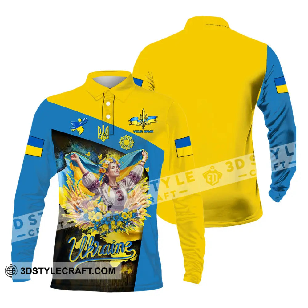 Unisex Shirt - Custom Text Shirt Ukraine Shirt Long Sleeve Polo / S T-shirt