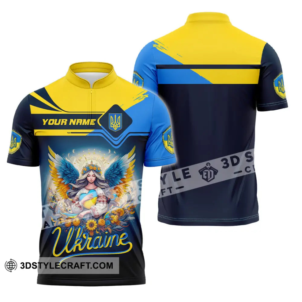 Unisex Shirt - Custom Text Shirt Ukraine Shirt Zipper Polo Shirt / S T-shirt