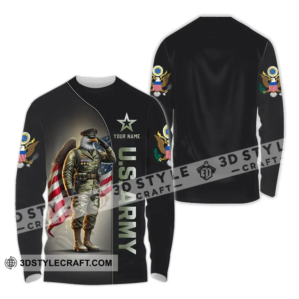 Unisex Shirt - Custom Text Us Army Long Sleeve / S T-Shirt