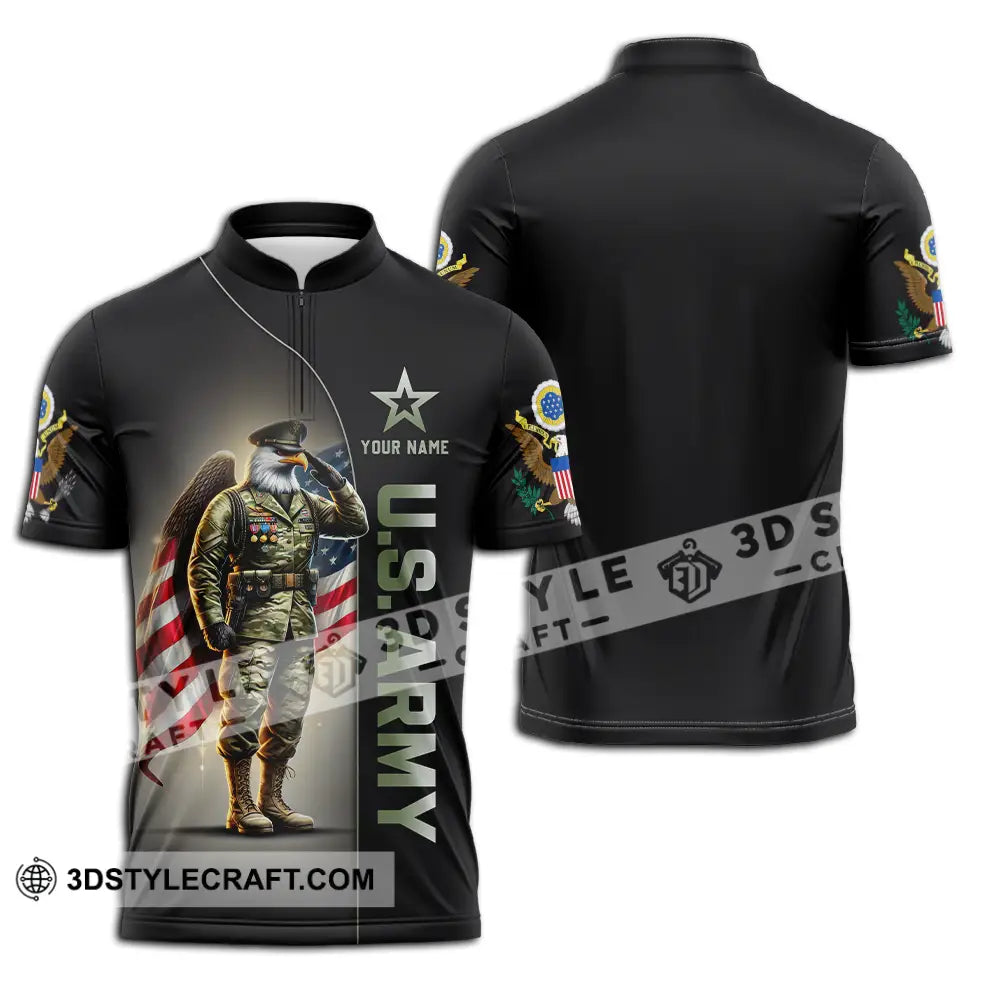 Unisex Shirt - Custom Text Us Army Zipper Polo / S T-Shirt