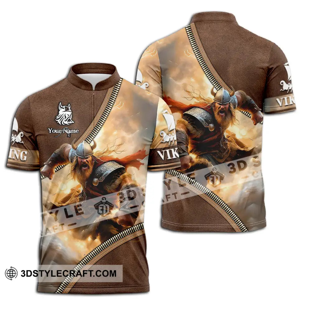 Unisex Shirt - Custom Text Viking Zipper Polo / S T-Shirt