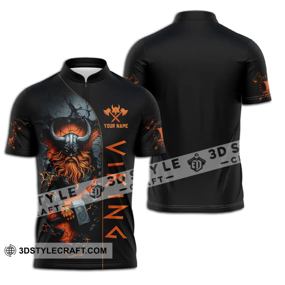 Unisex Shirt - Custom Text Viking Zipper Polo / S T-Shirt