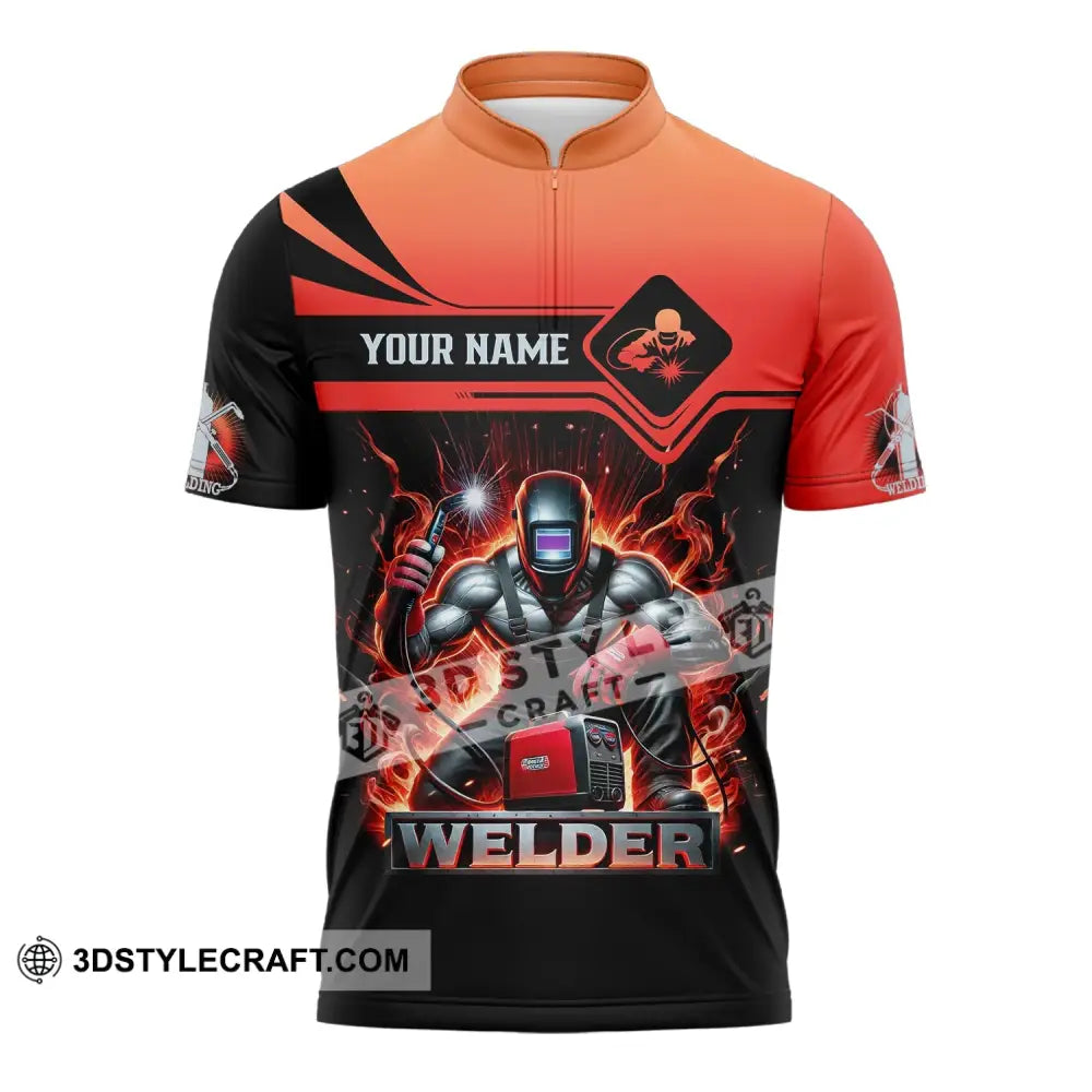 Unisex Shirt - Custom Text Welder Zipper Polo / S T-Shirt