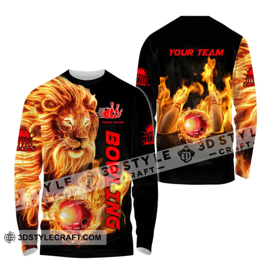 Unisex Shirt - Custom Texts Fire Lion Bowling Sport Shirt style option 4