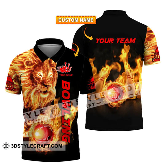 Unisex Shirt - Custom Texts Fire Lion Bowling Sport Shirt style option 1