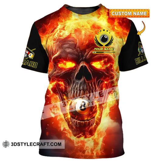 Unisex Shirt - Custom Texts Fire Skull Billiards No8 Sport Shirt style option 1