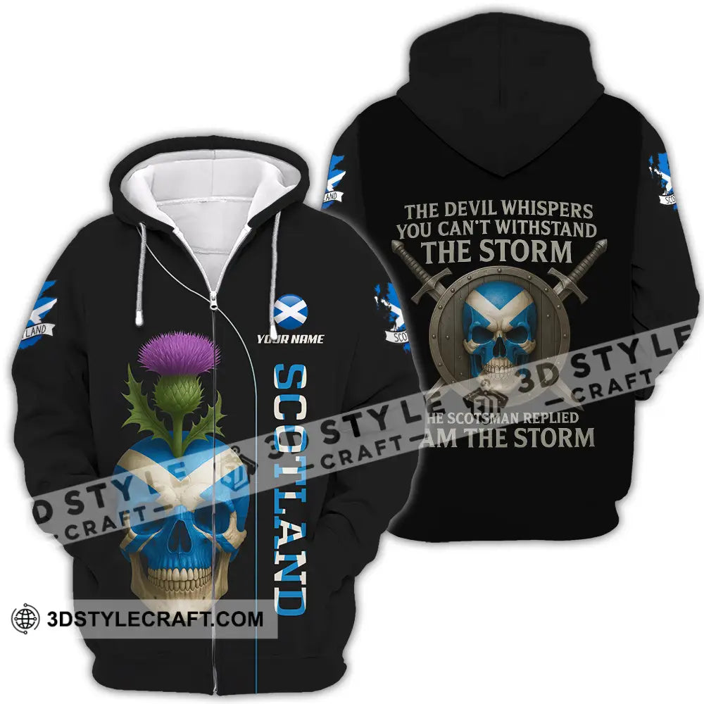 Unisex Shirt - Custom The Devil Whispers You Cannot Withstand The Storm Scotland Shirt Zipper Hoodie / S T-shirt
