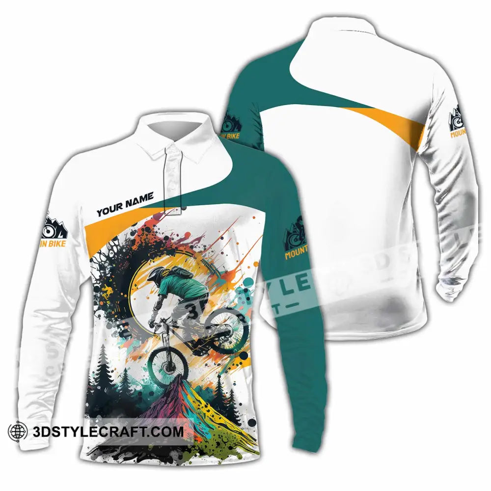 Unisex Shirt - Custom The Mountain Bike Shirt Long Sleeve Polo / S T-shirt