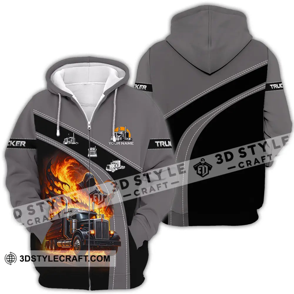 Unisex Shirt - Custom Trucker Keep On Trucking 3D Shirt Zipper Hoodie / S T-shirt