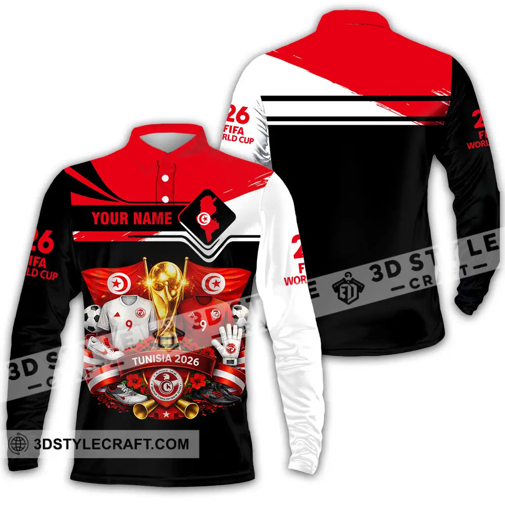Unisex Shirt - Custom Tunisia World Cup 2026 3D Shirt - Long Sleeve Polo / S - T-shirt