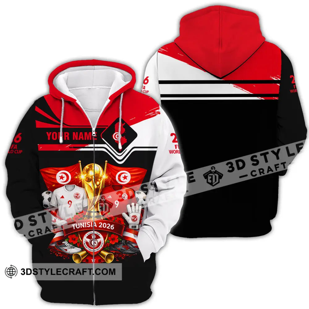 Unisex Shirt - Custom Tunisia World Cup 2026 3D Shirt - Zipper Hoodie / S - T-shirt