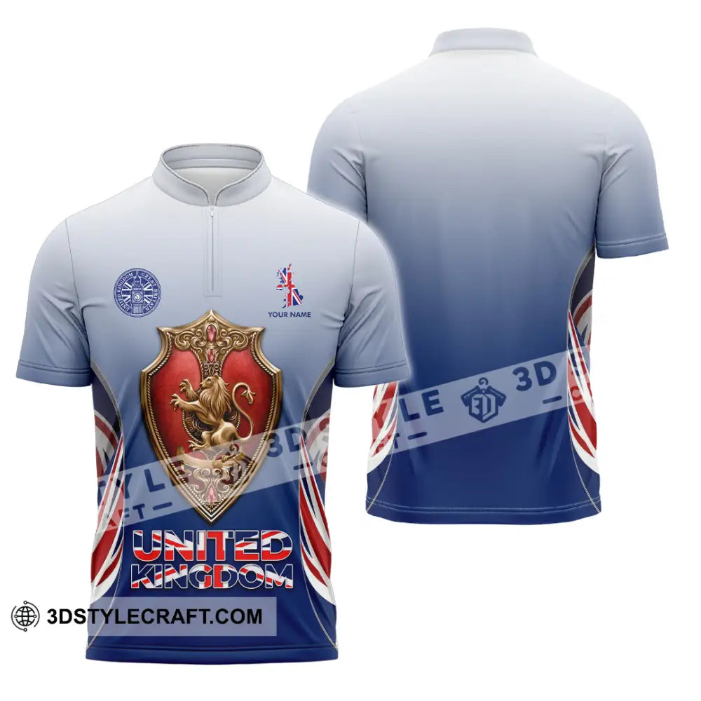 Unisex Shirt - Custom United Kingdom 3D Shirt Zipper Polo Shirt / S T-shirt
