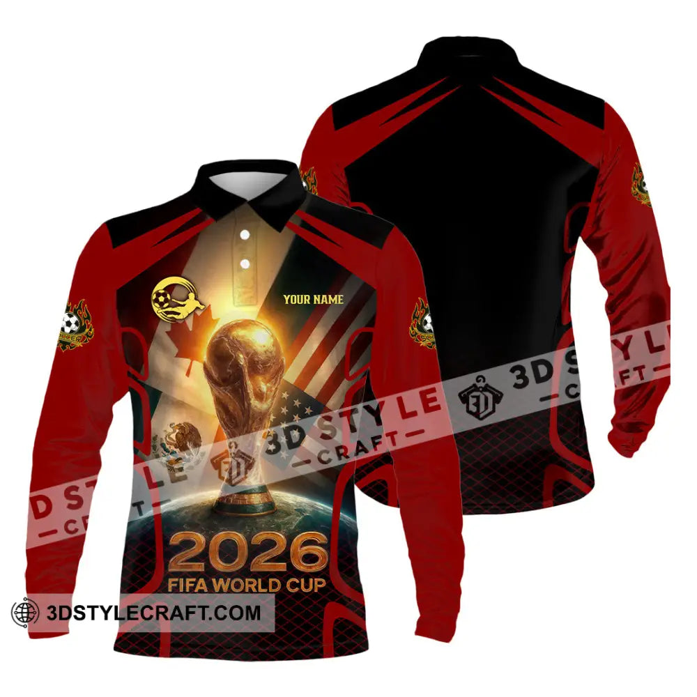 Unisex Shirt - Custom USA Canada World Cup 2026 3D Shirt Long Sleeve Polo / S T-shirt