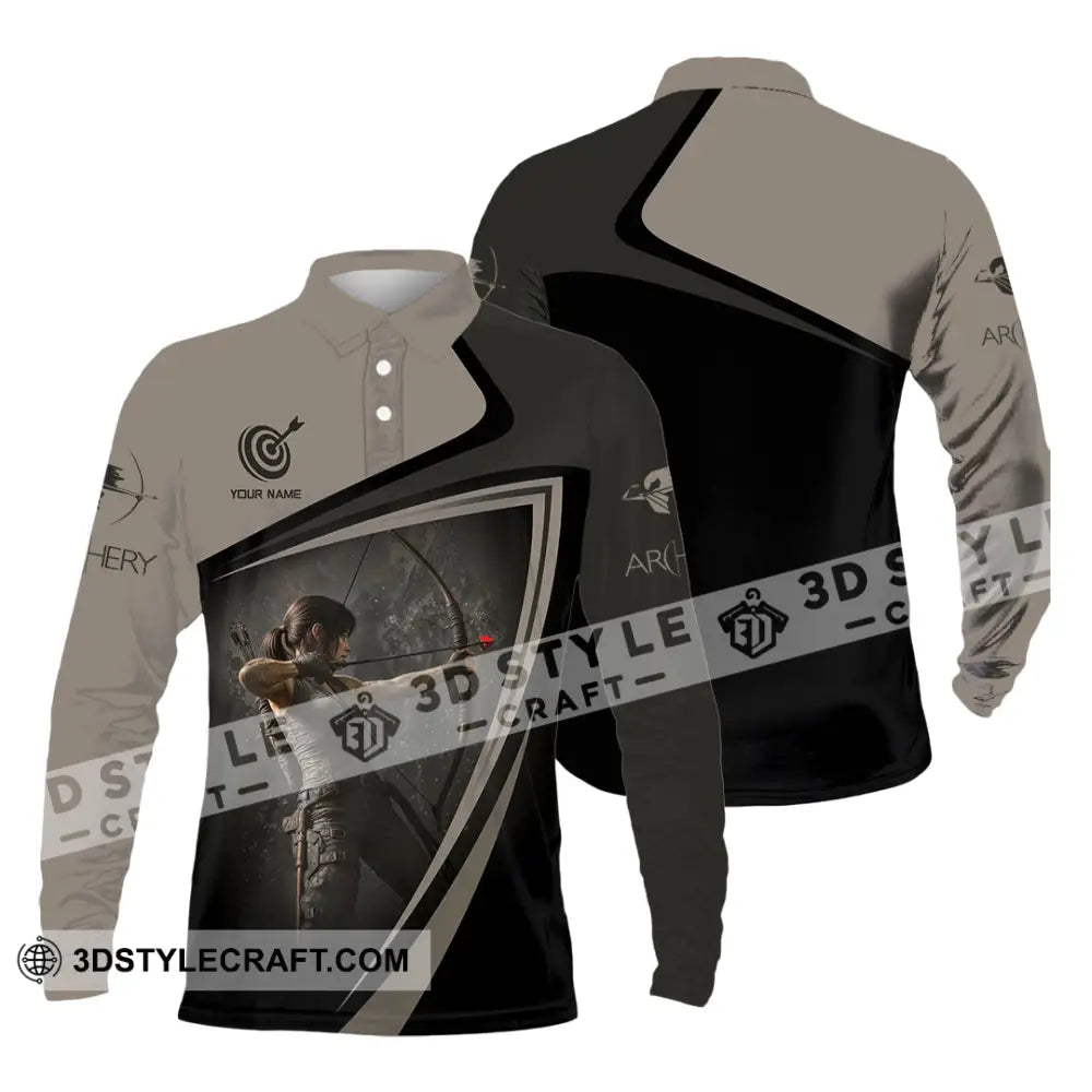 Unisex Shirt - Custom Warrior Archery Shirt Long Sleeve Polo / S T-shirt