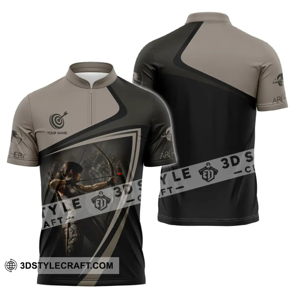 Unisex Shirt - Custom Warrior Archery Shirt Zipper Polo Shirt / S T-shirt