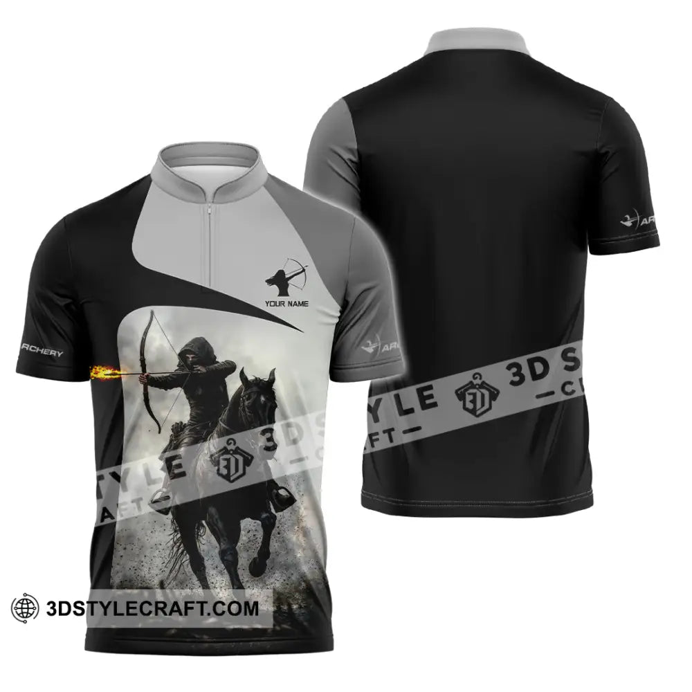 Unisex Shirt - Custom Warrior Horseman Archery Shirt Zipper Polo Shirt / S T-shirt