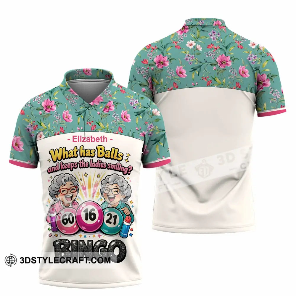 Unisex Shirt - Custom What Has Balls And Keeps The Ladies Smiling Bingo Shirt - Polo Shirt / S - T-shirt