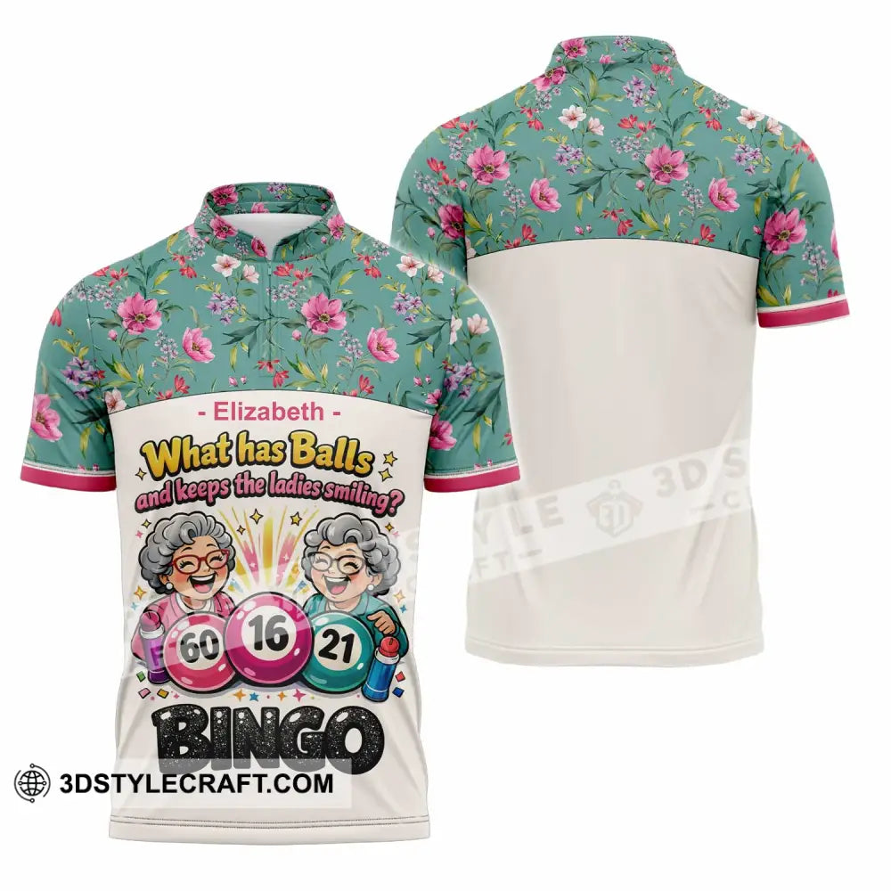 Unisex Shirt - Custom What Has Balls And Keeps The Ladies Smiling Bingo Shirt - Zipper Polo Shirt / S - T-shirt