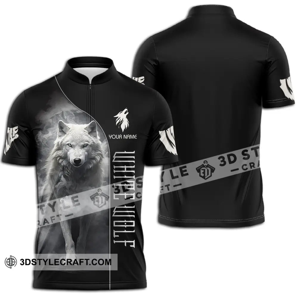 Unisex Shirt - Custom White Wolf 3D Shirt Zipper Polo Shirt / S T-shirt