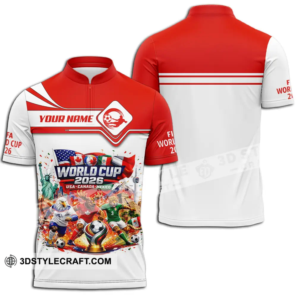 Unisex Shirt - Custom World Cup 2026 3D Shirt Zipper Polo Shirt / S T-shirt