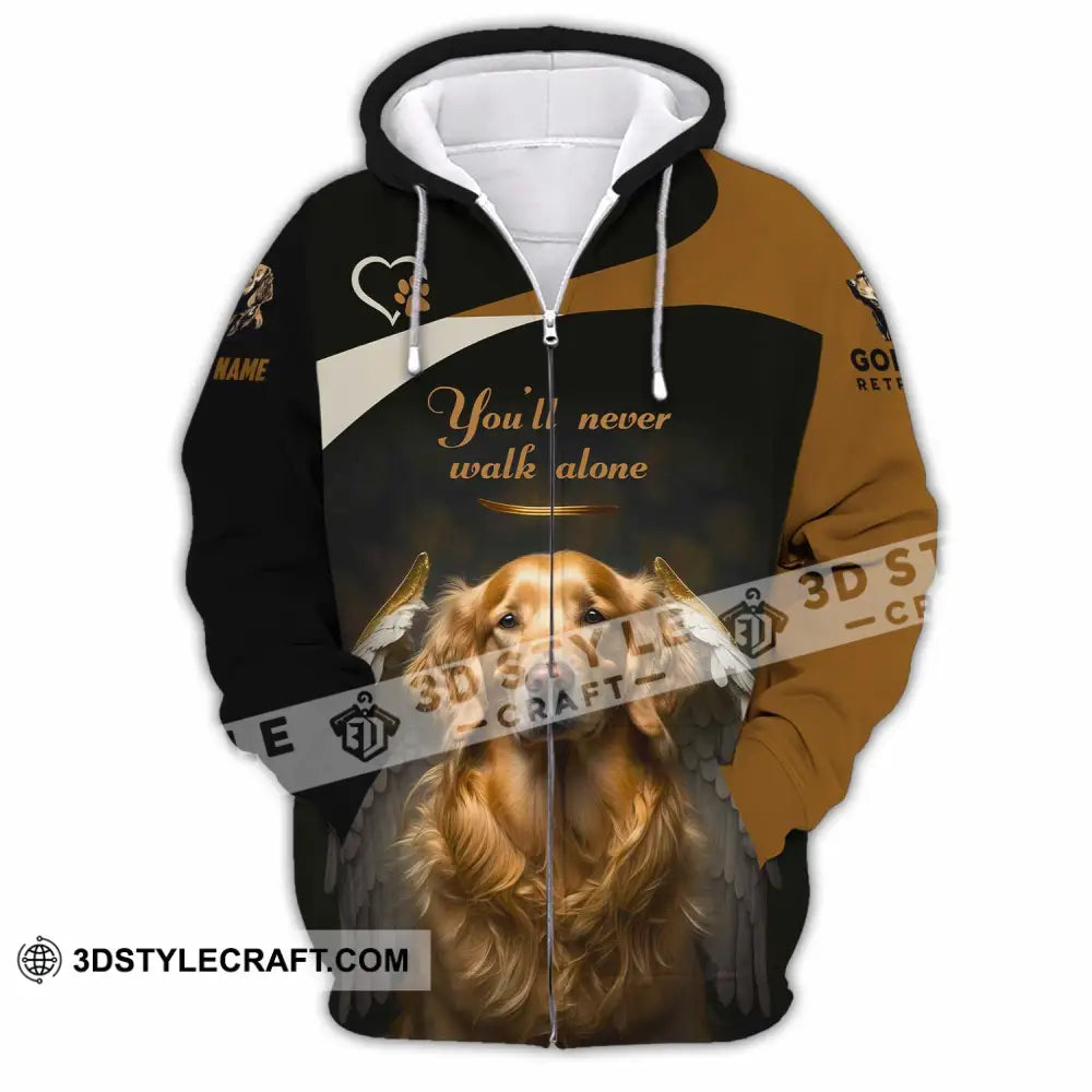 Unisex Shirt - Custom You Never Walk Alone Golden Retriever Shirt Zipper Hoodie / S T-shirt