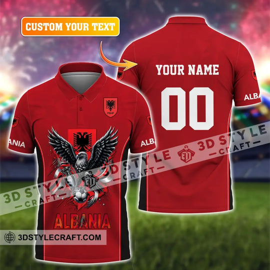 Unisex Shirt, Euro 2024 Shirt, Custom Name and Number Albania Football Shirt, Albania Football Polo Long Sleeve Shirt style option 1