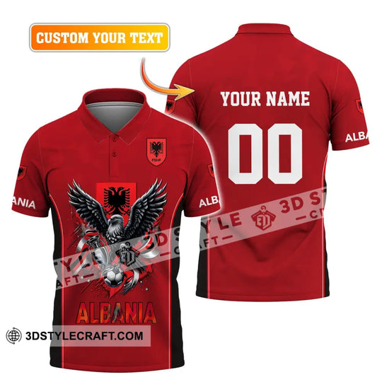 Unisex Shirt, Euro 2024 Shirt, Custom Name and Number Albania Football Shirt, Albania Football Polo Long Sleeve Shirt style option 2