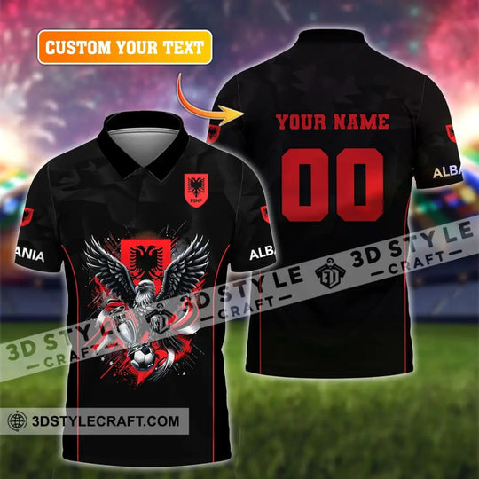 Unisex Shirt, Euro 2024 Shirt, Custom Name and Number Albania Football Shirt, Albania Football Polo Long Sleeve Shirt style option 1