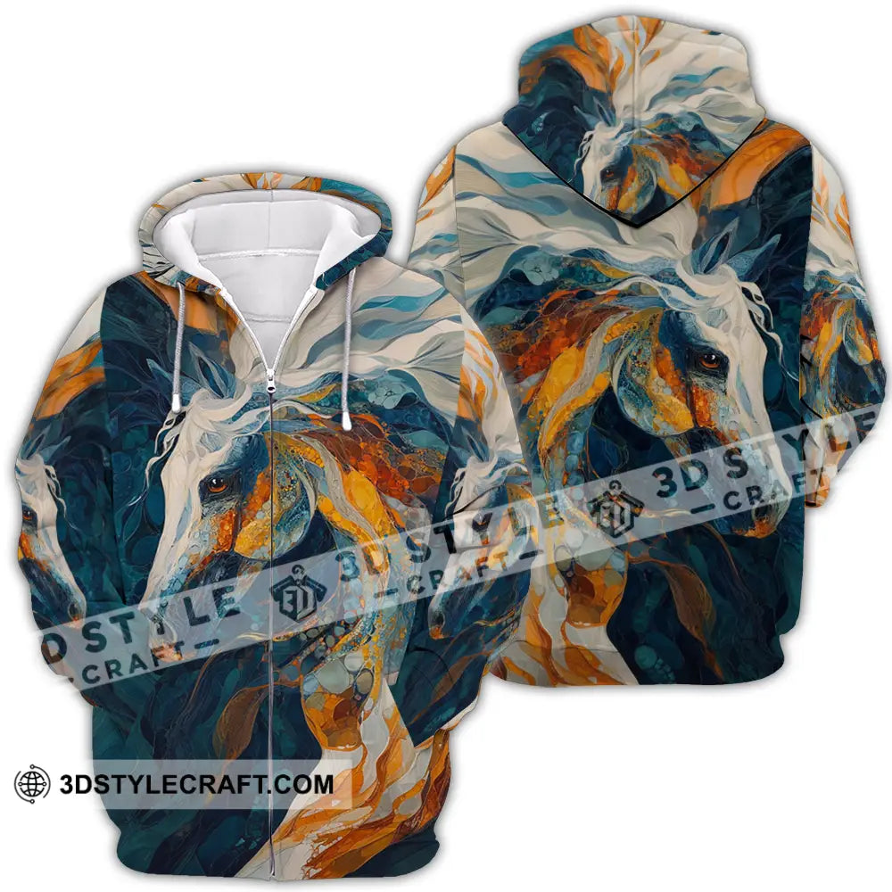 Unisex Shirt - Horse Funny Graphic Shirt Zipper Hoodie / S T-shirt