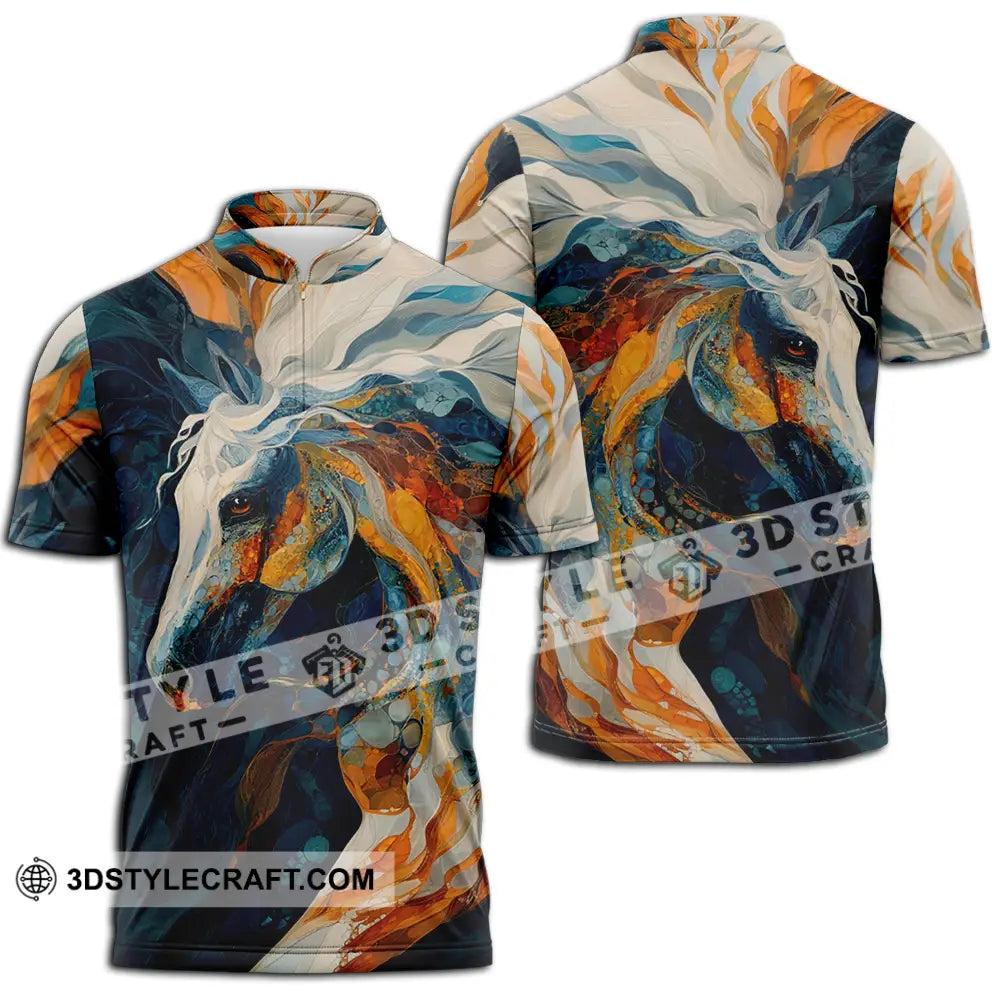 Unisex Shirt - Horse Funny Graphic Shirt Zipper Polo Shirt / S T-shirt