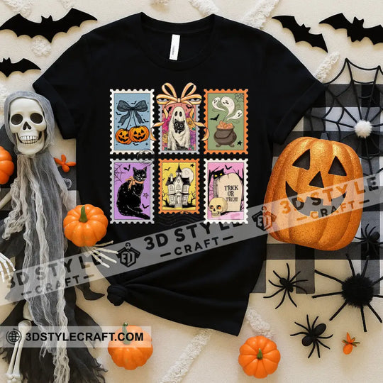 Unisex T-Shirt - Retro Halloween Cat Ghost Pumpkin T-Shirt, Halloween Collectible Gift style option 1