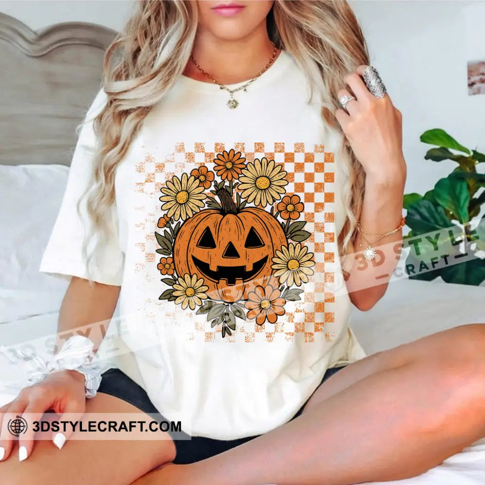 Unisex T-Shirt - Retro Halloween Ghost Pumpkin T-Shirt Halloween Collectible Gift White / S Apparel