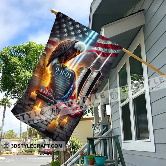 United States Flag, Fireman 911 Memorial - American Memorial Flag style option 1