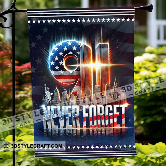 United States Flag, Fireman 911 Memorial - Never Forget - American Memorial Flag style option 2