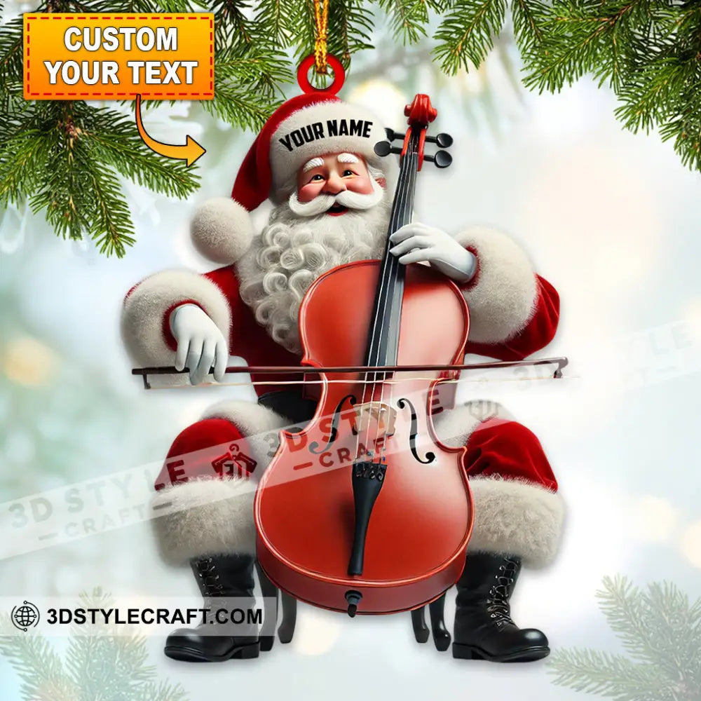 Upright Bass Santa Home Decor Christmas Ornament Personalized 3.54’’ / 1