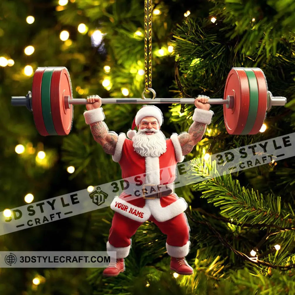 Weightlifting Santa Christmas Home Decor Christmas Ornament Personalized Ornament Ornament