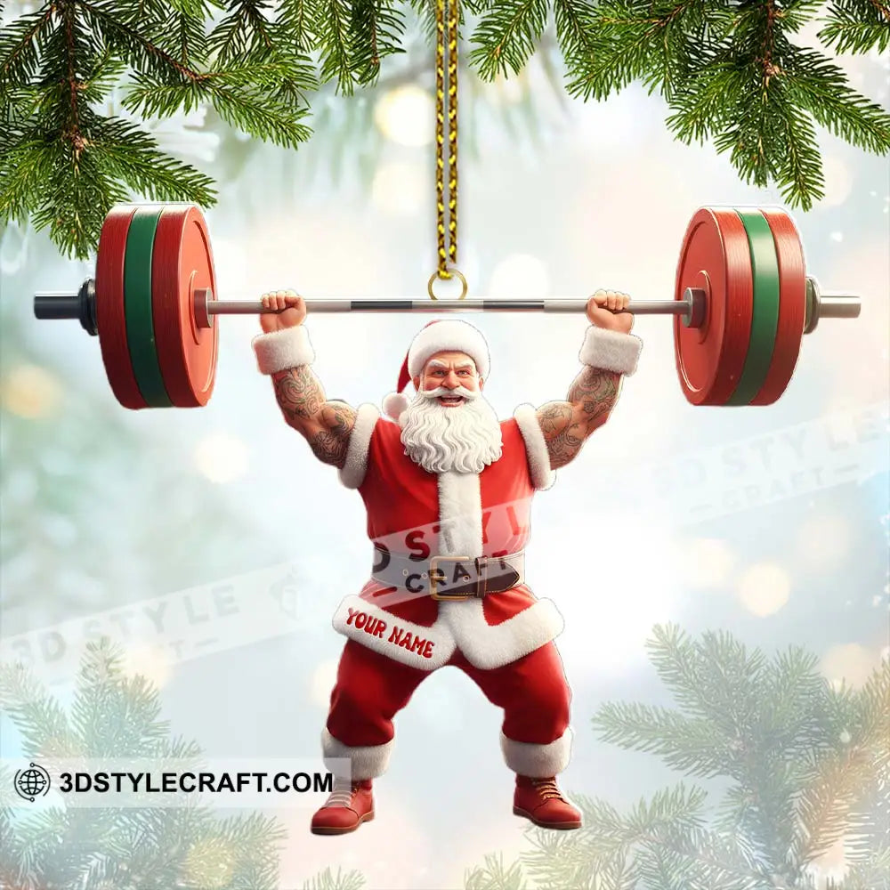 Weightlifting Santa Christmas Home Decor Christmas Ornament Personalized Ornament Ornament